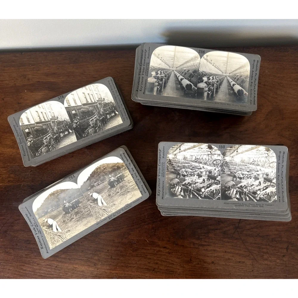 Antique c1900 Keystone Stereoscope Viewer 120+ Stereoview Photo Cards World